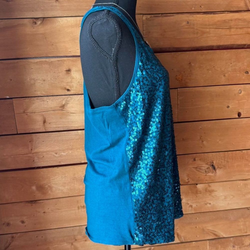Express Blue Sequin Tank Size Large - Picture 3 of 6
